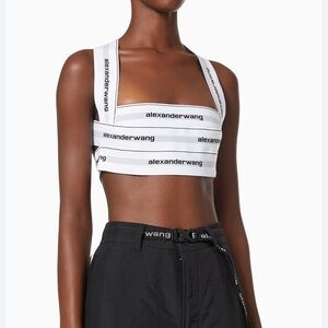 Alexander Wang White Logo Elastic Bikini Halter Top Alexander Wang